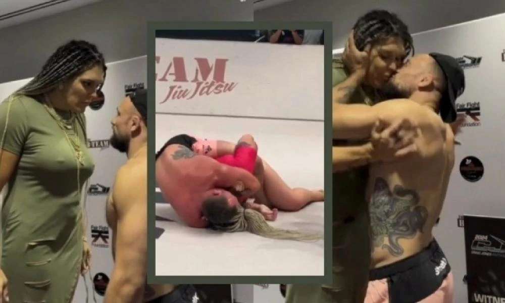 Aσυνήθιστο περιστατικό σε μεικτό αγώνα Jiu Jitsu: Πυγμάχος φίλησε την αντίπαλό του, πριν την βγάλει νοκ άουτ στο ρινγκ